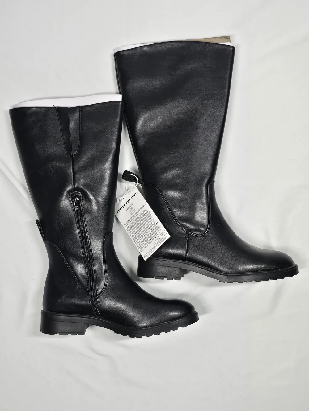 Amazon Essentials Black Wide Calf Knee High Lug Sole Boots Size 9
